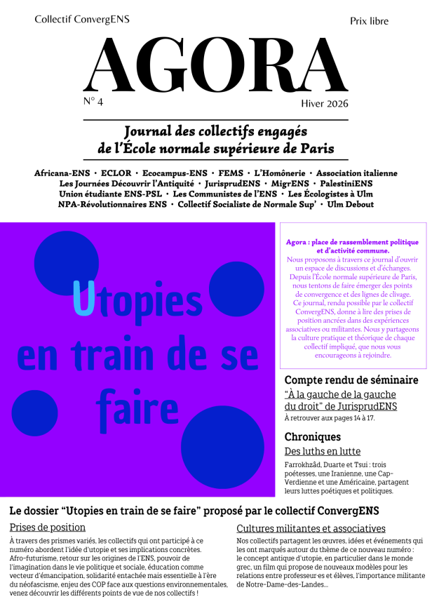 « AGORA ». Journal des collectifs engagés de l’École normale supérieure de&nbsp;Paris